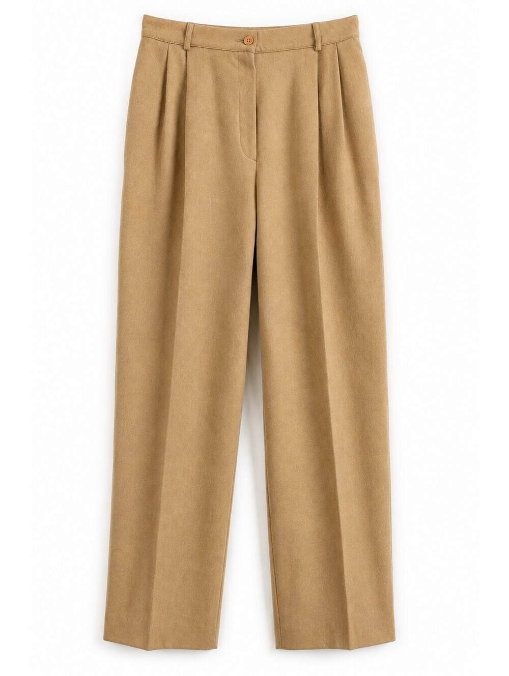 Vintage Lands' End 100% Wool Pleated Wide Leg Pants Tan USA Women's 10
